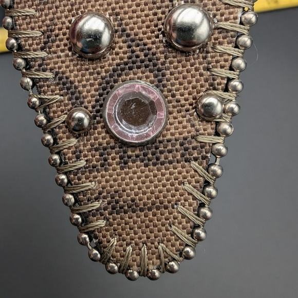 Western Belt Womens Medium Camo Leather Studs Pink Rhinestones Silvertoned Rodeo main image 5
